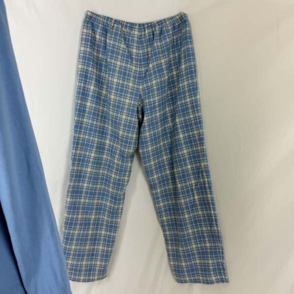 LL Bean 2 pCotton Pajamas M Flannel Plaid Pants Long Sleeve Henley Excellent PJs - Picture 6 of 9